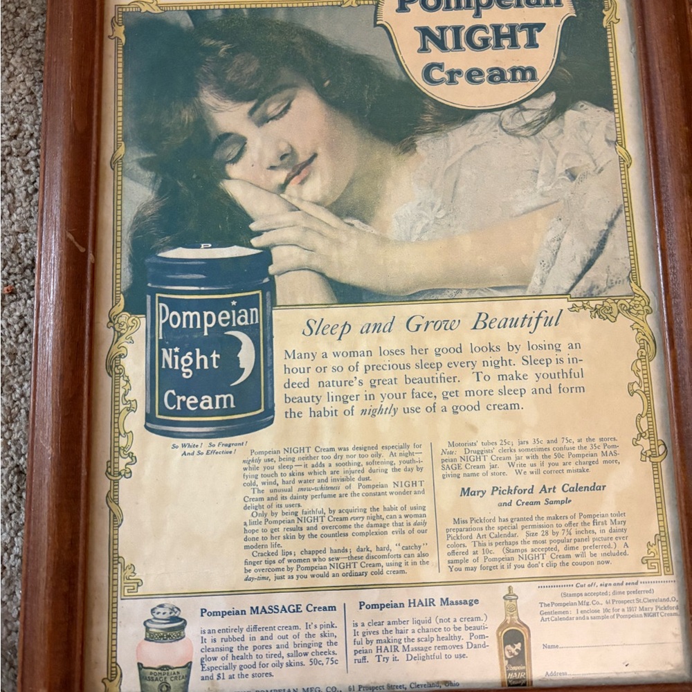 Vintage Pompeian Night Cream Advertisement